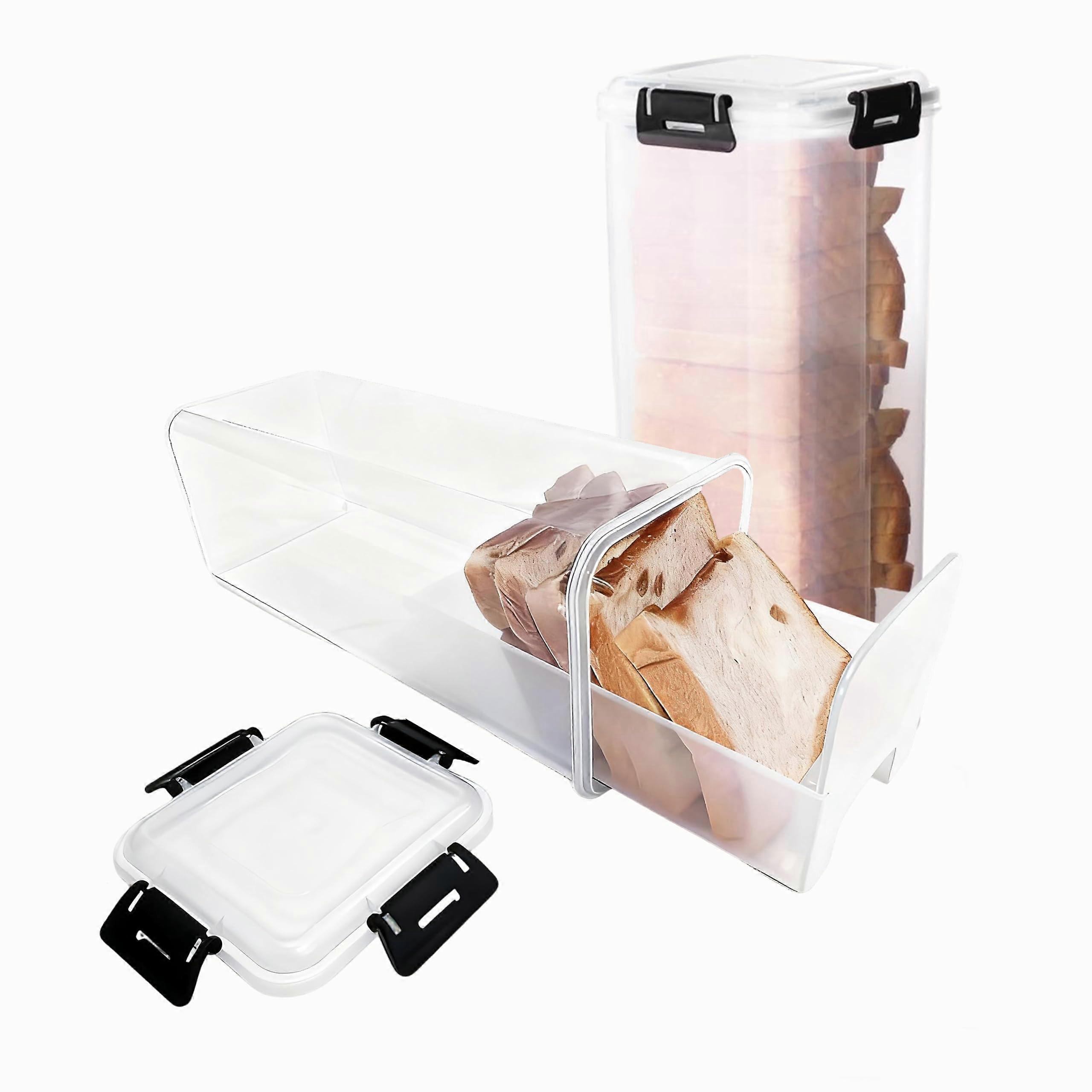Airtight Bread Storage Container with Drawer, Plastic Loaf Keeper with Sealed Lid for Kitchen Fridge