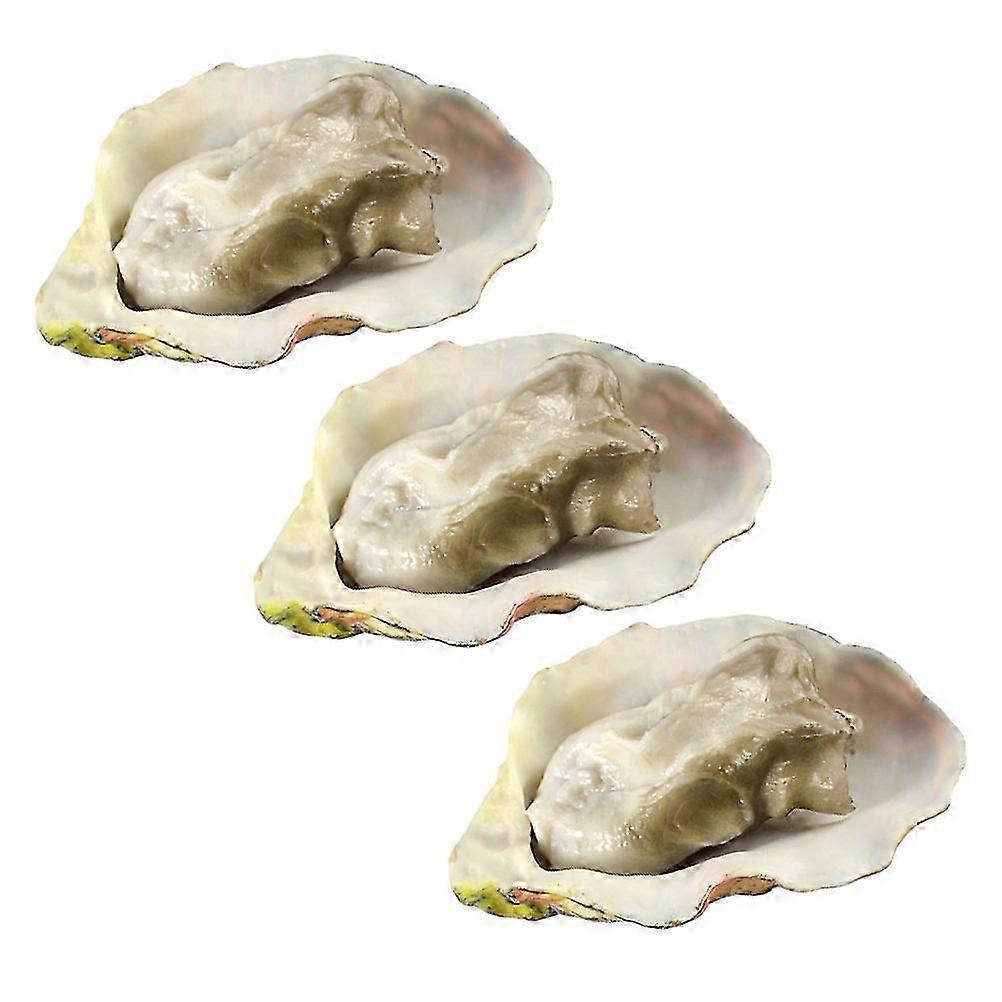 3Pcs Artificial Shellfish Seafood Model Simulation Oyster for Decoration