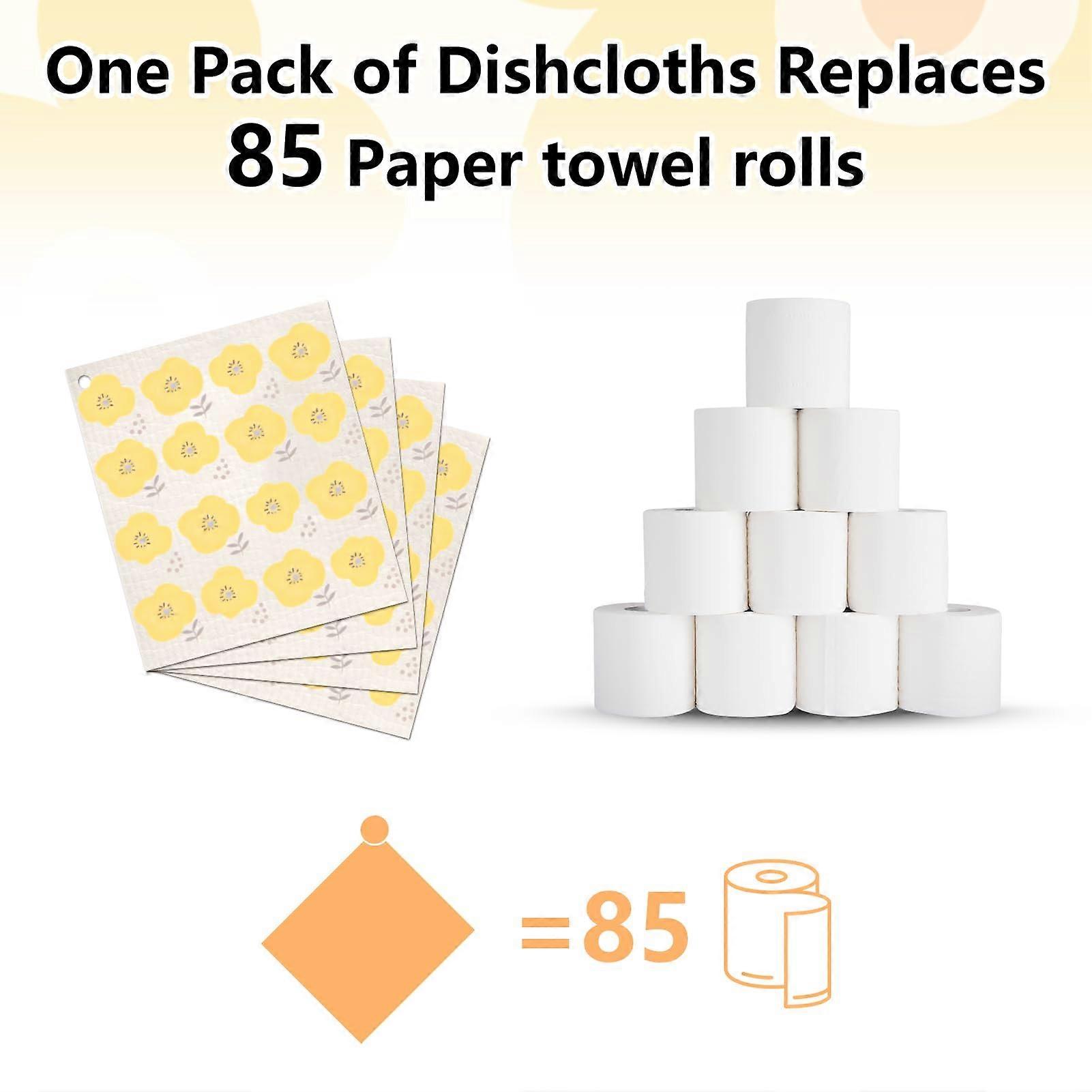 Reusable Bamboo Swedish Dishcloths 4 Pack with 5 Hooks,  Absorbency Biodegradable Kitchen Cleaning