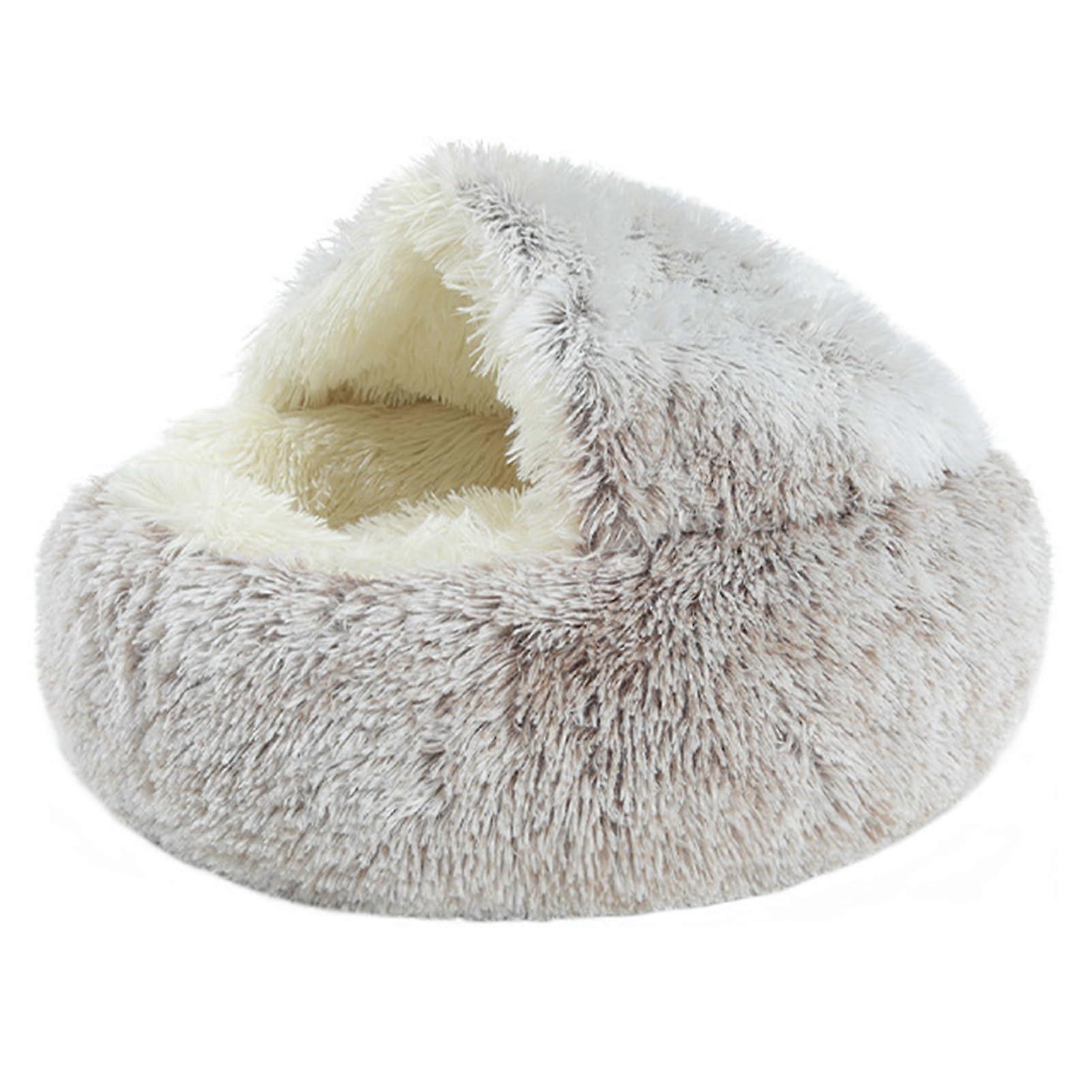Cat Cave Bed Warm Plush Comfort with Supportive Raised Edge for Small and Medium Pets