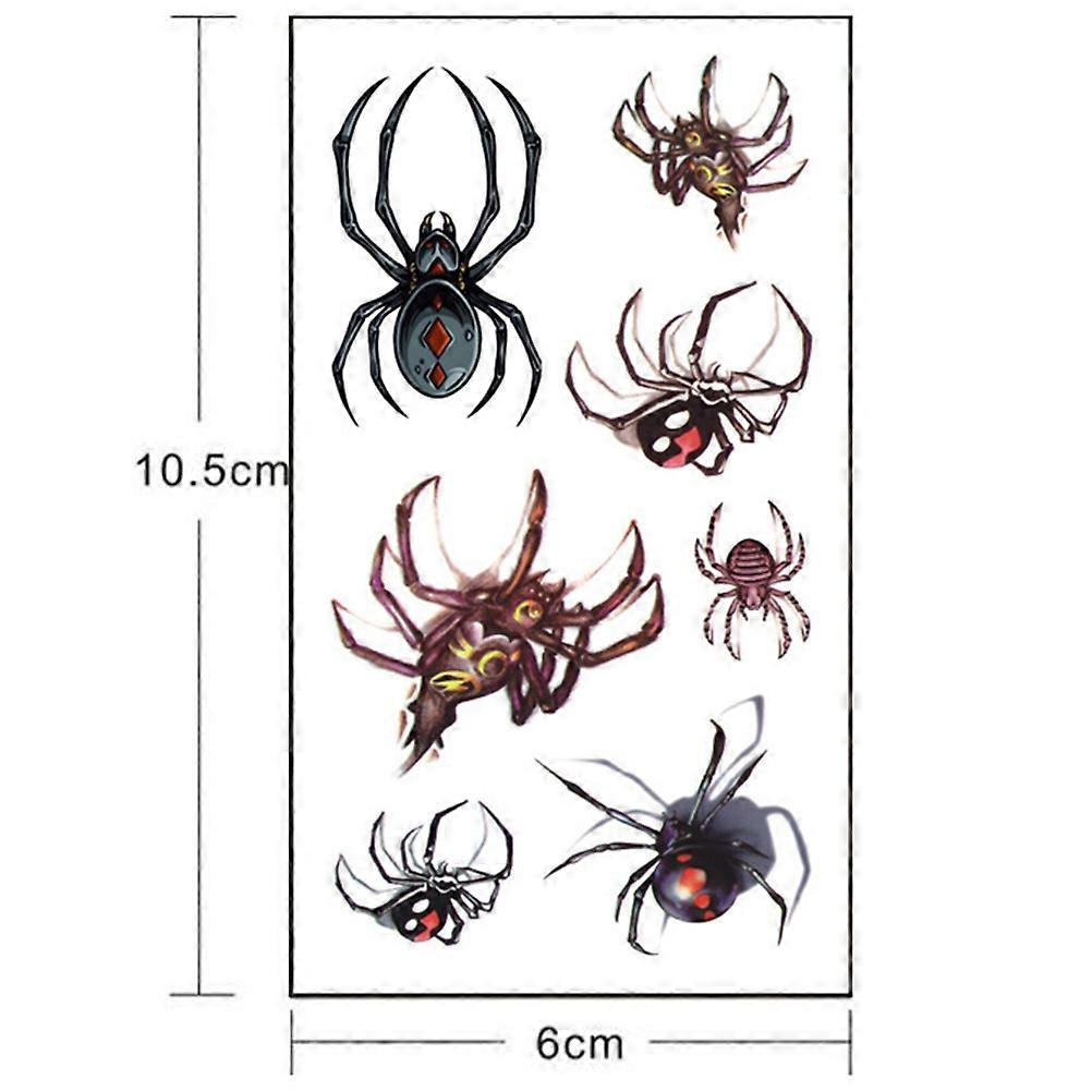 Waterproof Spider Pattern Temporary Tattoos Stickers for Halloween 3 Sheets