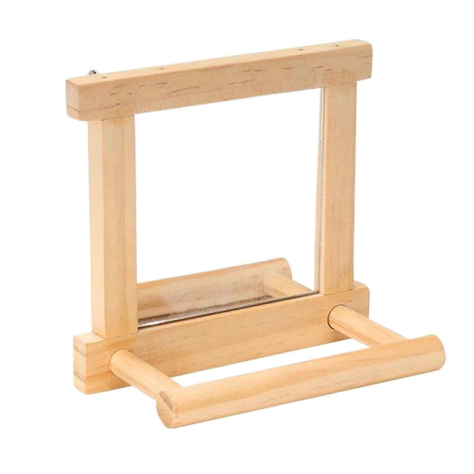 Wooden Parrot Perch Stand with Stable AntiTip Design, Interactive Bird Cage Accessory