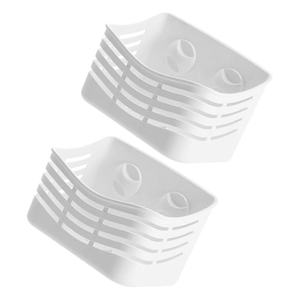 White Wall Mount Holder Suction Cup Organizer for Bathroom Use 2Pcs