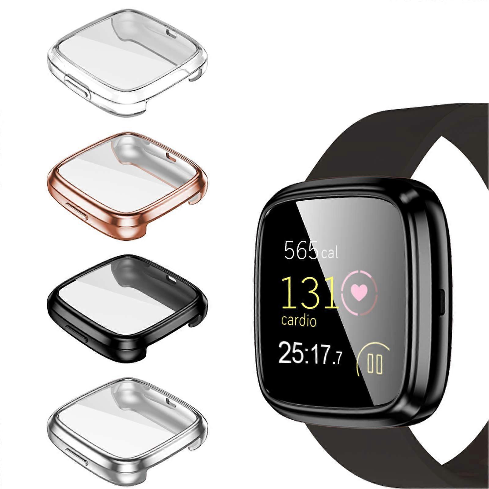 Case with Screen Protector 4 Pack, Full Coverage TPU Bumper, 4 Color Options for Fitbit Versa 2