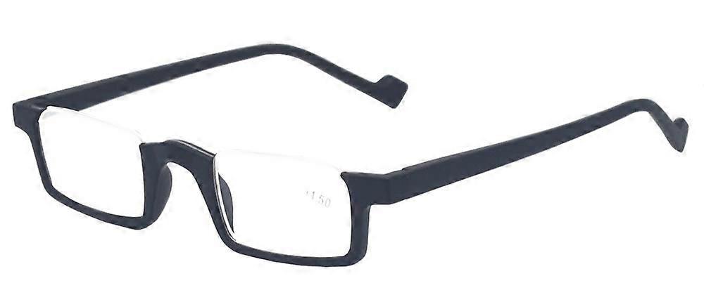 Half Frame Reading Glasses Semi Rimless Rectangular Readers with Spring Hinge for Men and Women