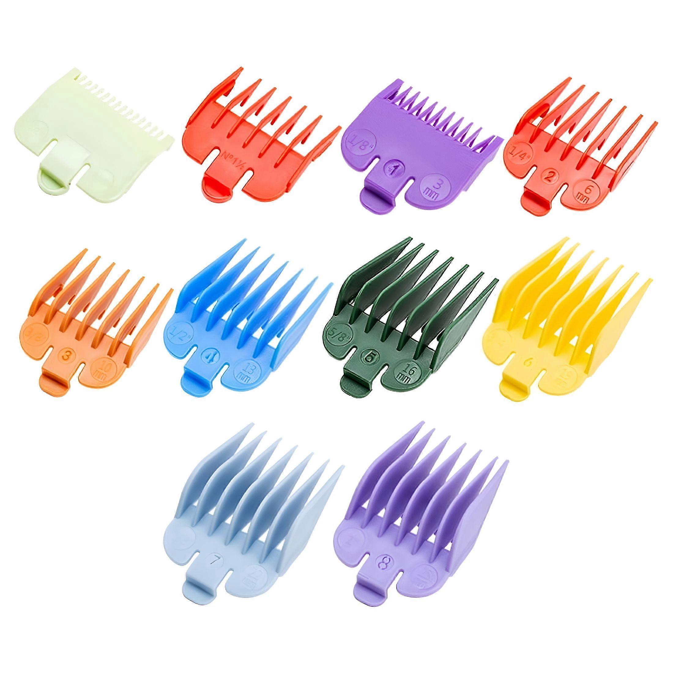 10 Professional Hair Clipper Guards Color Coded Combs Replacement Set