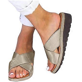 Elegante und bequeme Damen-Plateau-Slipper für Strand und Freizeit, braun, Größe 41