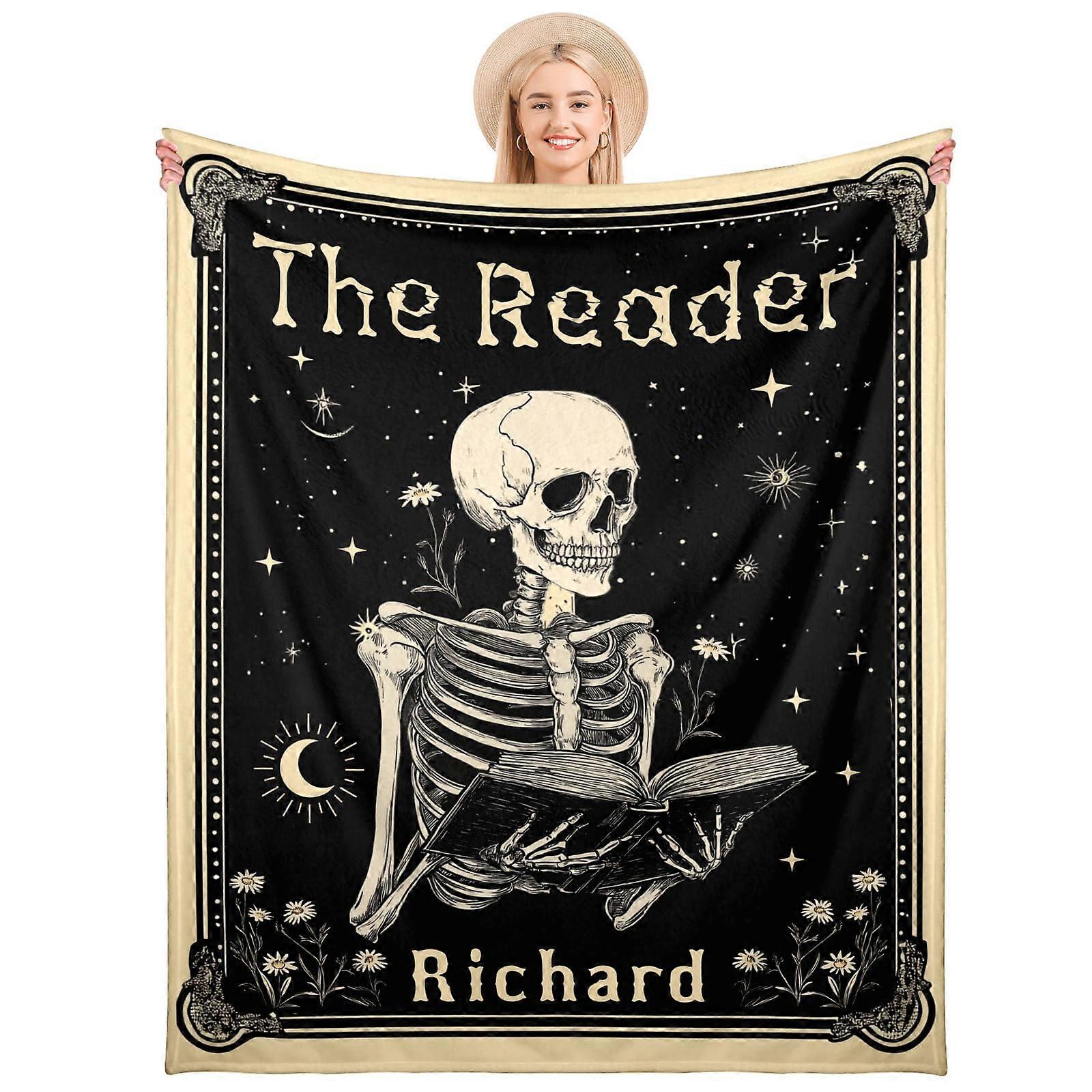 Gothic Reading Blanket for Book Lovers with Custom Name, Soft Durable Fabric, Multiple Sizes