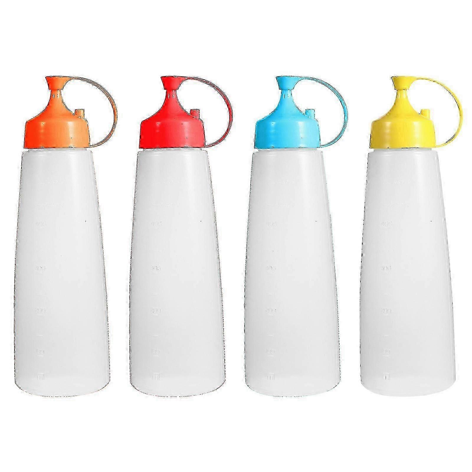 4-Piece Durable 500ml Plastic Squeeze Bottles for Sauce, Dressing & Condiments