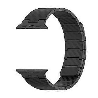 Magnetic Carbon Fiber Watch Band for Apple Watch Ultra 49mm 45mm 44mm 42mm, Slim Black Strap for iWatch Series 10 9 8 7 6 SE