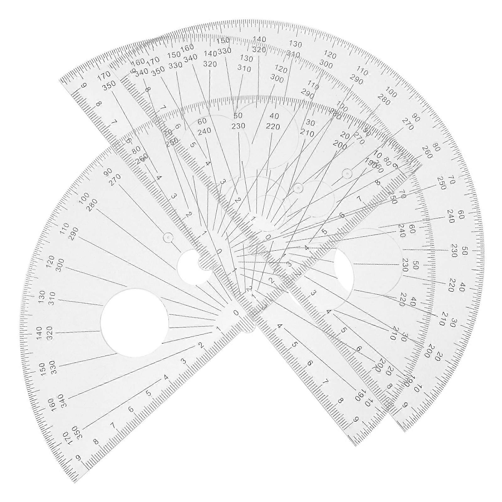 Transparent Protractor Ruler Set for Math Measuring with 9Pcs Tools