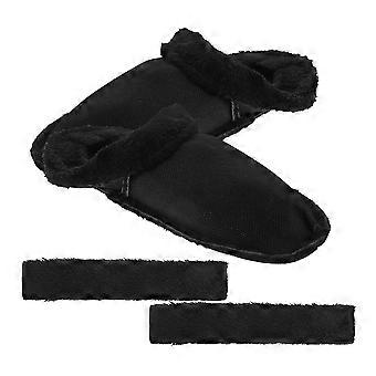 Warm Winter Slipper Liner in Black Plush Material 2Pairs