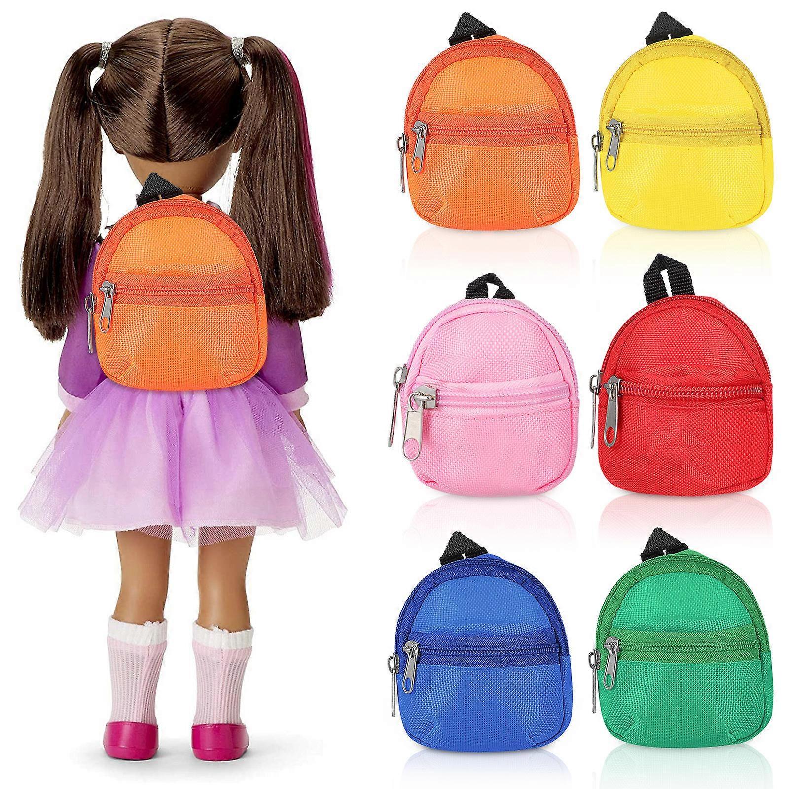 6Pcs Mini Doll Backpack for Decoration with Assorted Colors