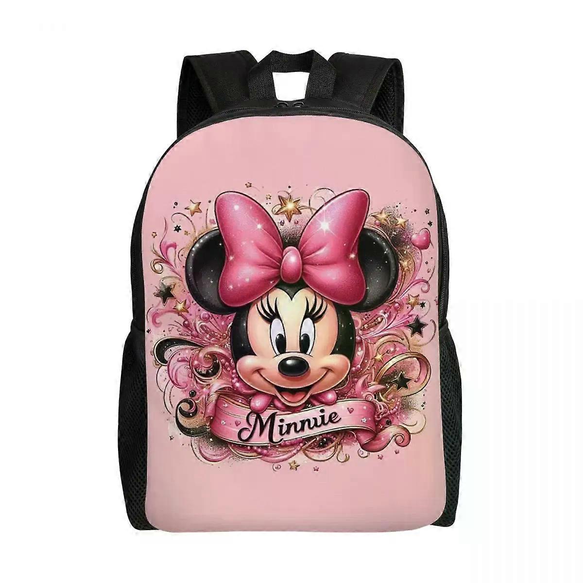 SJ2981 Mickey Mouse Minnie Bowtie Backpacks for Women Men Waterproof School College Bag Printing Bookbags