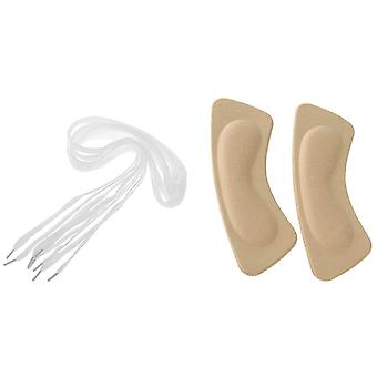2 Pairs White Flat Shoelaces Sneaker Shoes Strings & 1 Pair Shoe Insoles Lining Pad Heel Sponge Invisible Heel Inserts