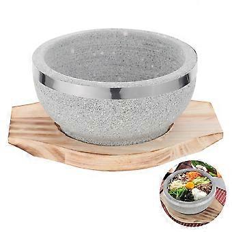Bol en pierre ménager Bibimbap et plateau en bois pour soupe coréenne et nourriture