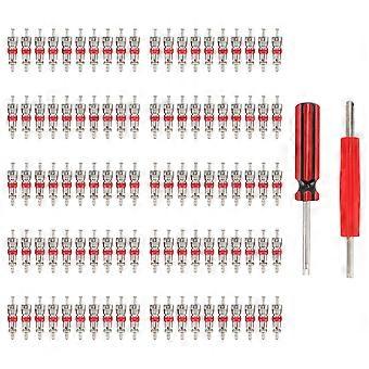 Valve Core Tool Set with 100pcs Valve Stem Cores 2pcs Tire Valve Repair Tool for Car Truck SUV Bike ATV