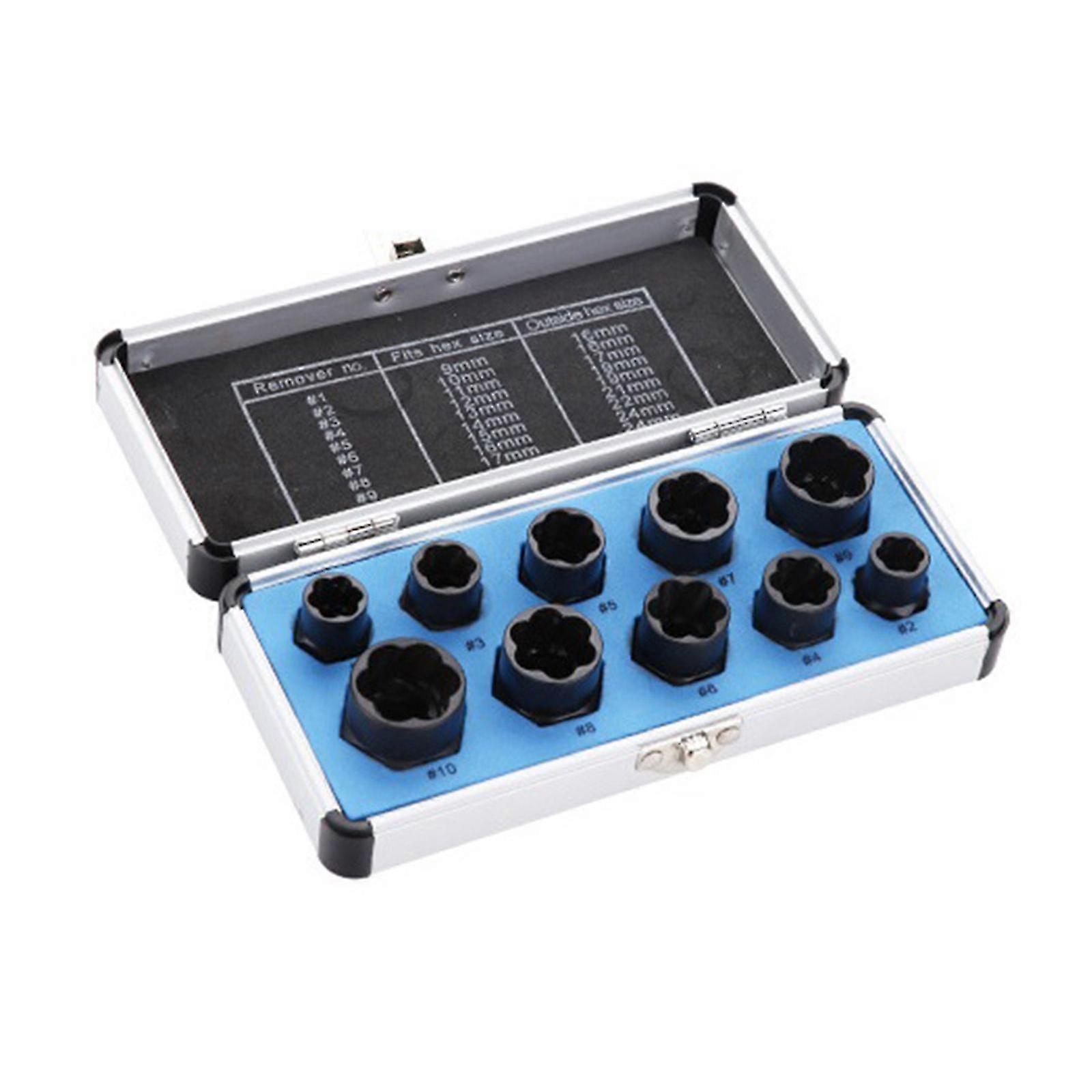 High Section Impact Nut Bolt Extraction Tool Set SAE Sizes Internal Helical-Grip Stripped Nut Bolt Extractor Socket 10x
