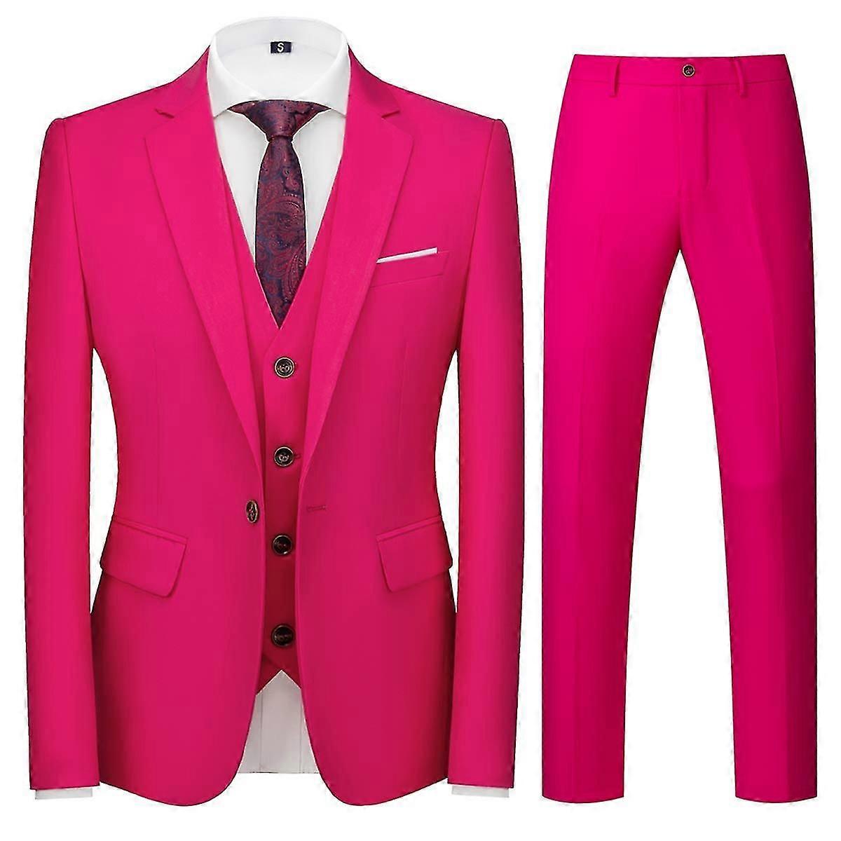 Menn 3 stykker Elegant Solid One Button Slim Fit Suit Sets-A