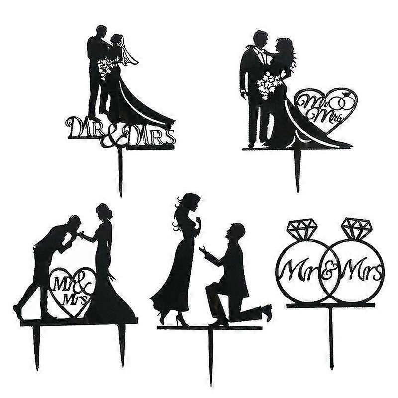 5pcs cake decorations , Mrmrs Cupcake Topper