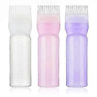 3pcs Root Comb Applicator Garrafa Vazia Garrafa de corante de cabelo dispensando corante de cabelo recarregável garrafas de cabeleireiro Ferramenta de estilo de cabeleireiro para limpeza de salão