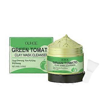 OUHOE Green Tomato Clean Clay, Film Hydrating, Firming, Cleansing And Purifying Pores Facial Skin Smear Clay Film