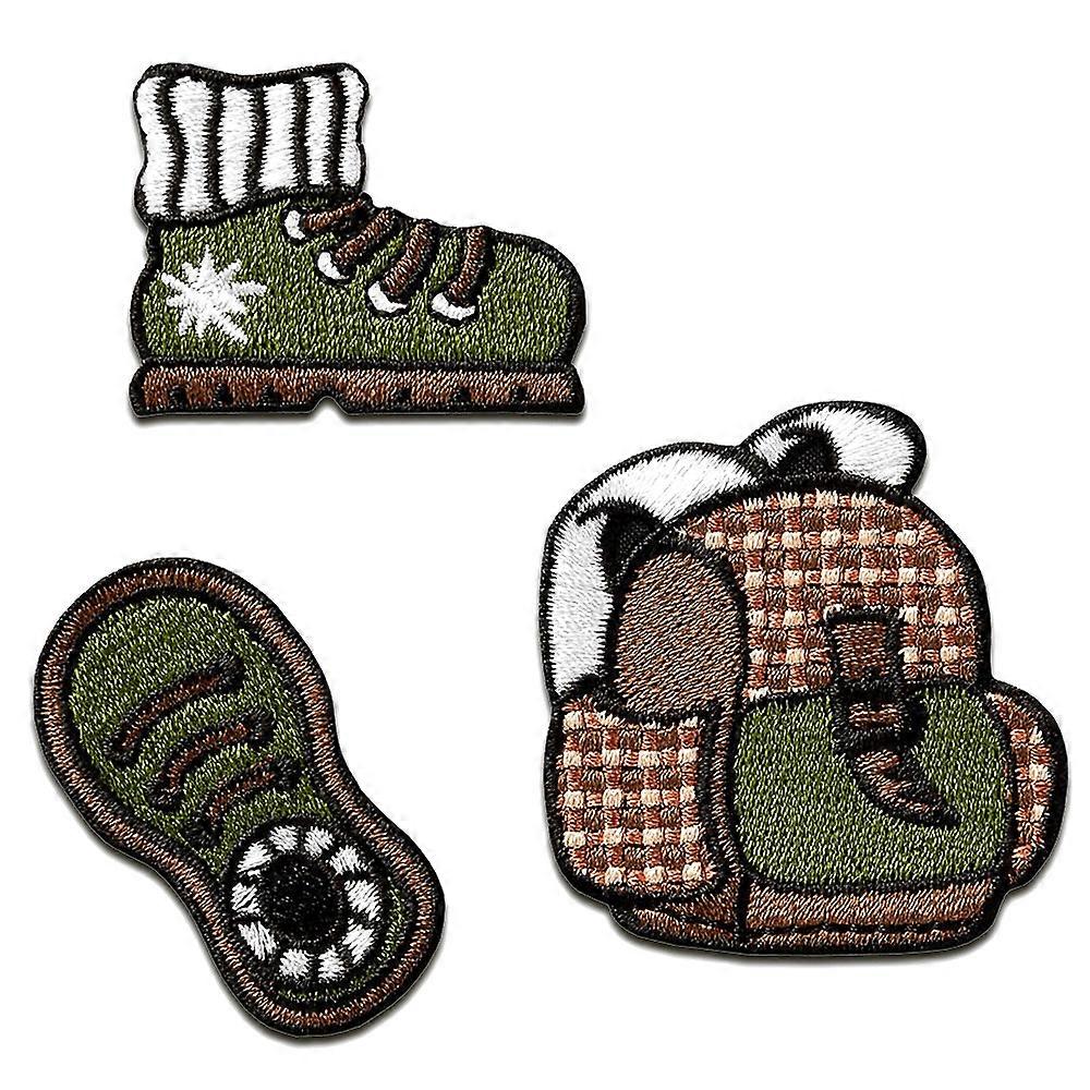 Patch / Iron-on Patch - Set Mountaineering Shoe Backpack - Brown - Various Sizes - Iron-On Patches