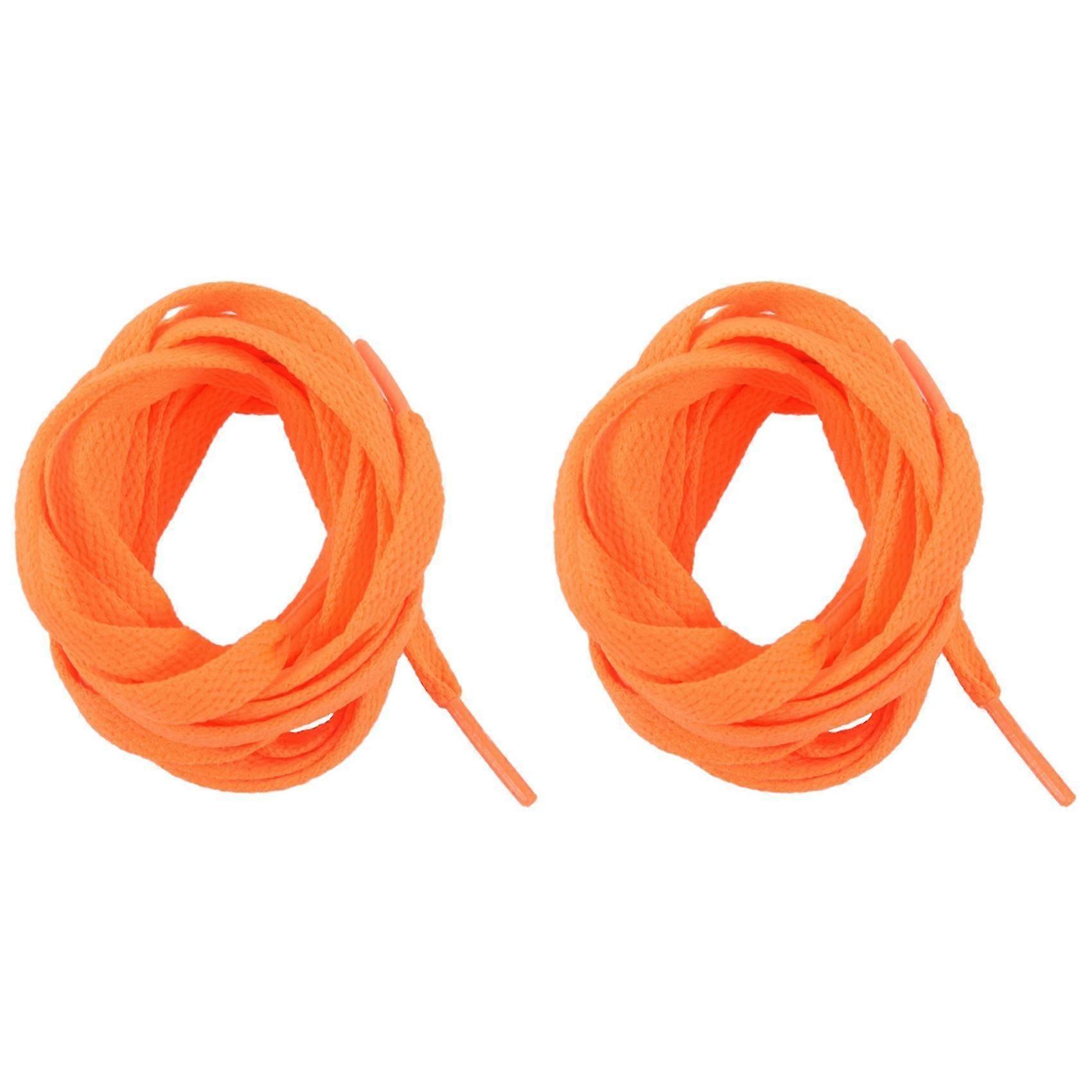 2X Trainers Replacement 8mm Wide Orange Flat String Shoelace Pair