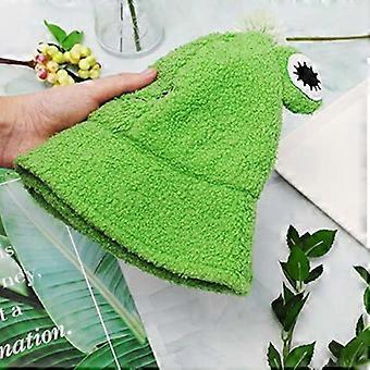 1 Stück faltbare, warme Plüsch-Froschmütze für Herbst und Winter (Schwarz)