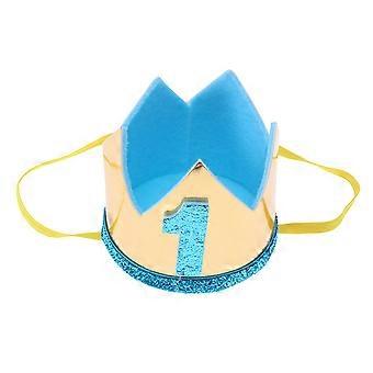 Adorables chapeaux d'anniversaire pour bébé, chapeaux de fête pour enfants, couronne, bandeau, décorations de fête (bleu ciel)