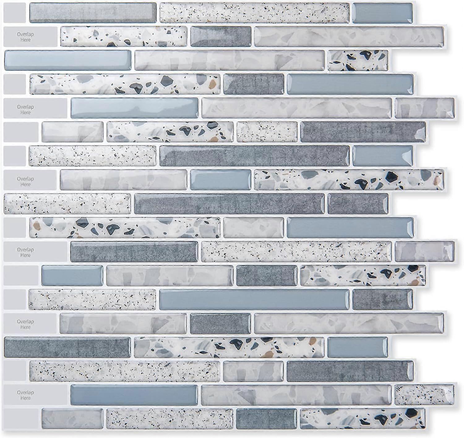 2 Sheets Adhesive Wall Tiles, Adhesive Kitchen Backsplash, Self-Adhesive