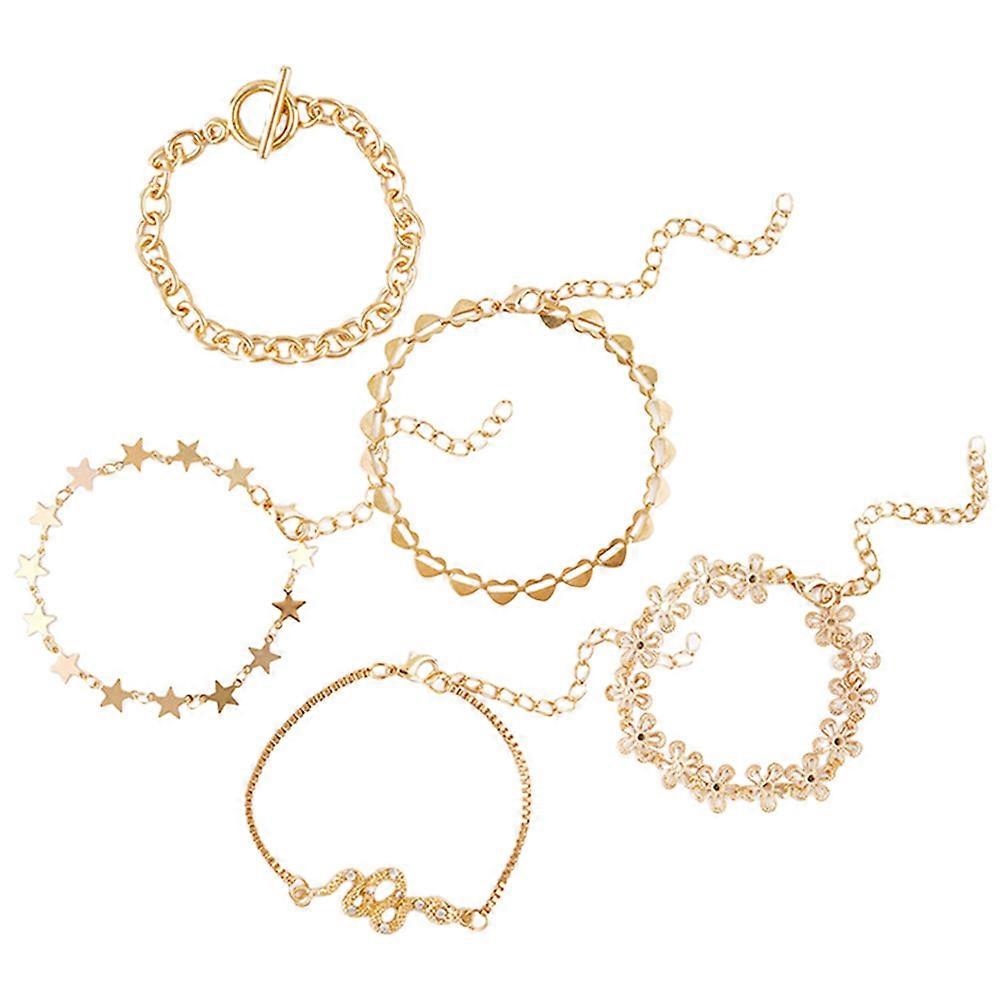 Stackable Bracelet 5Pcs Layered Bracelets Adjustable for Wear