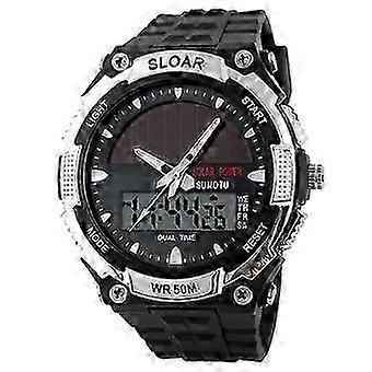 Orologio da uomo con sveglia a energia solare in ABS, digitale e analogico, ideale per lo sport - kkf