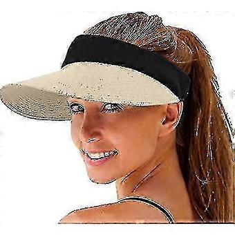 Women Straw Sun Visor Hat Wide Brim Summer Uv