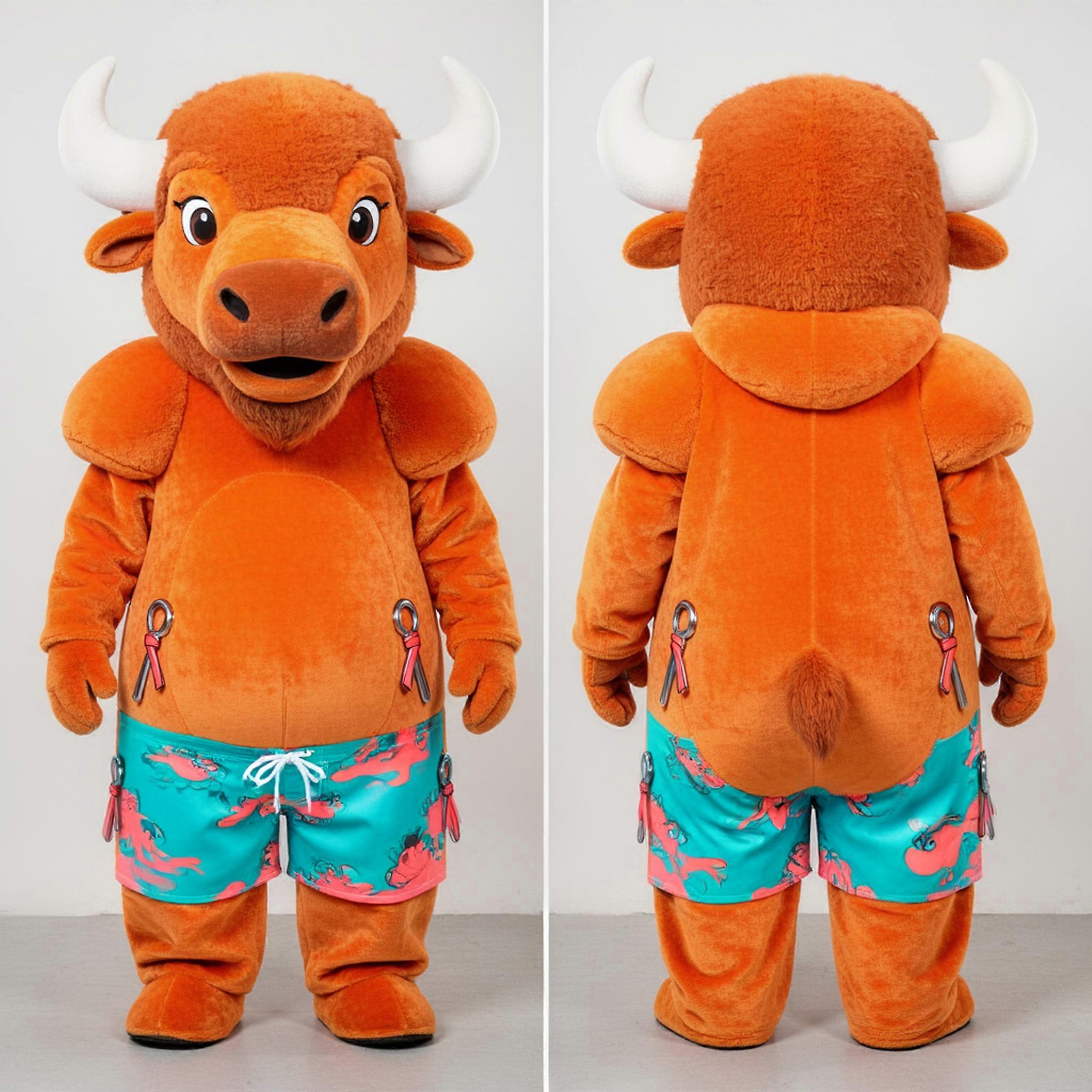 MASTICOT Rust Orange Broad Shouldered Bison Mascot