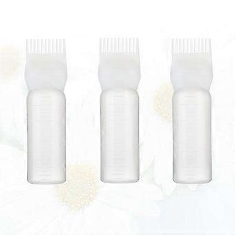 Haarfärbeflasche, Kamm für Haarstyling, 3-teiliges Set, weißes Färbewerkzeug