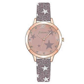 Juxiaoshou JXS01 Ladies Quartz Watch with Leather Strap, Rotating Design Wristwatch