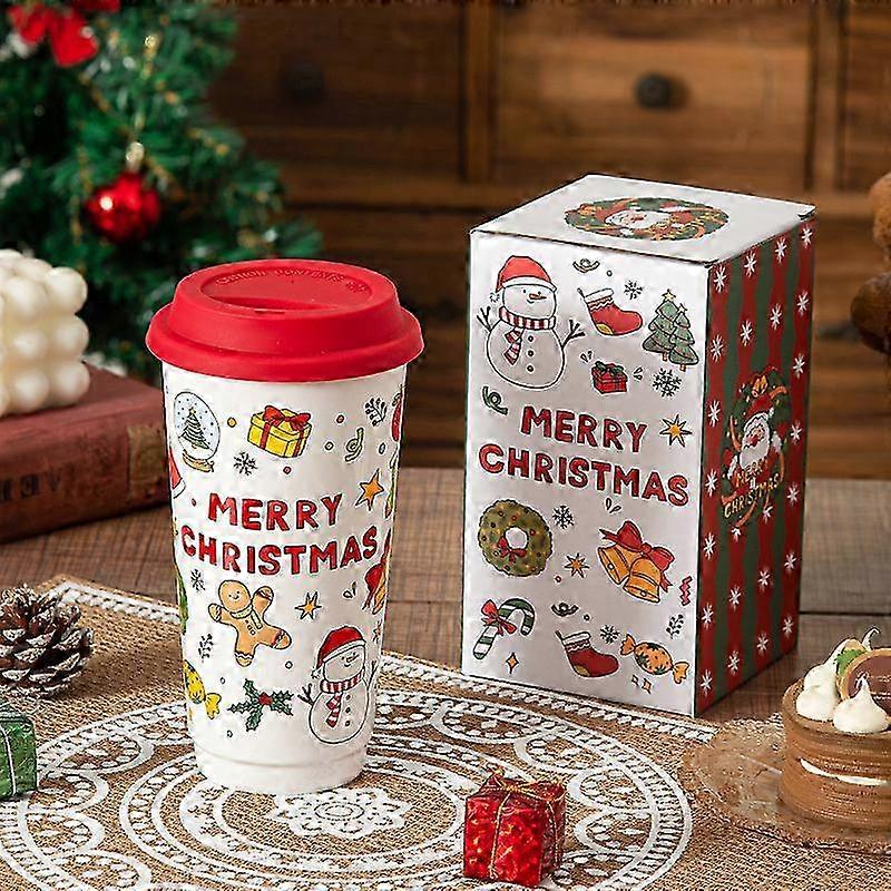 580ml Ceramic Mug Cartoon Double Layer