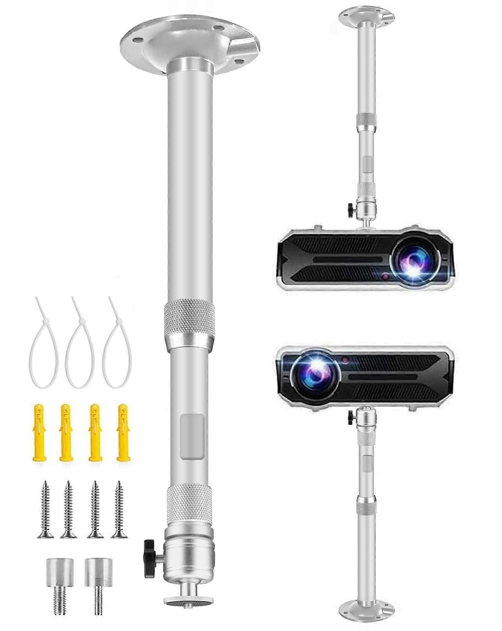 Universal Projector Ceiling Mount 1218 Inch Adjustable Extension Pole 360° Rotatable Silver Bracket