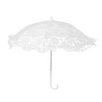 Elegant Lace Umbrella for Wedding and Stage Performance with Durable Steel Frame and J Handle (51239 White)