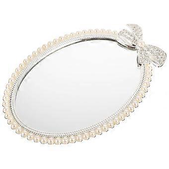 Set di 5 specchi da trucco da tavolo in stile europeo con decorazioni uniche di perle.