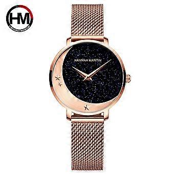 Hannah Martin Watches  Stainless Steel Mesh Strap Unique Dial Analog Lady Watch  3BAR Waterproof Quartz Watches