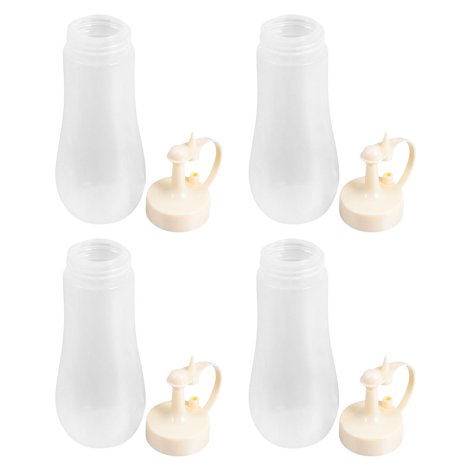 Condiment Squeeze Bottles for Storage 4Pcs White Bottles