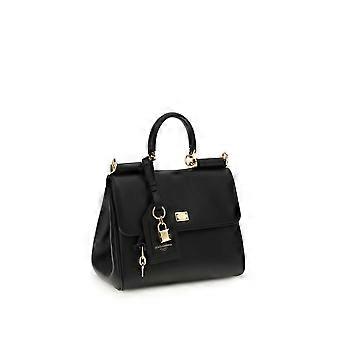 Dolce & Gabbana Black Calf Leather Bos Taurus Shoulder Bag