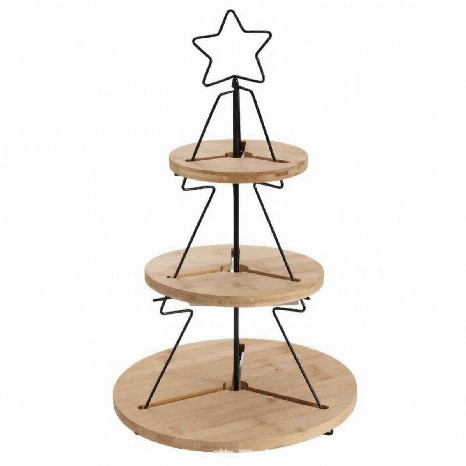Three-Level Dessert Stand Rustic Long-Lasting Space-Saving for Holiday Tables