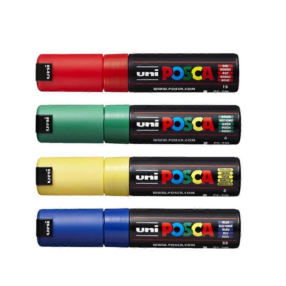 ASSORTED Uni Posca Opaque Water Based Pigment 8mm Tip Marker Assorted 4pk