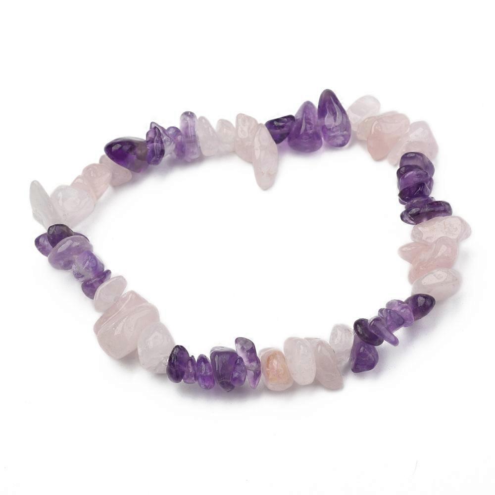 30pcs Chips  Beaded Stretch Bracelets Rose Quartz 50mm