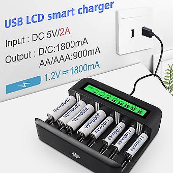 Kalahol 8-Slot Fast Battery Charger For AA AAA C D Ni-MH Rechargeable Batteries (12V)
