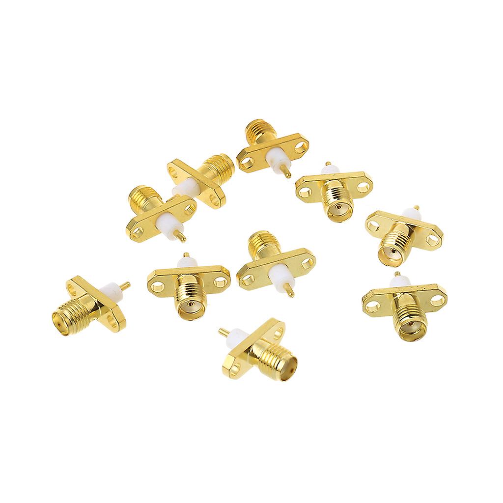 10 stks SMA Vrouwelijke 2-gaats Flens PTFE Soldeer Comité zet Adapter RF Connectoren Str op