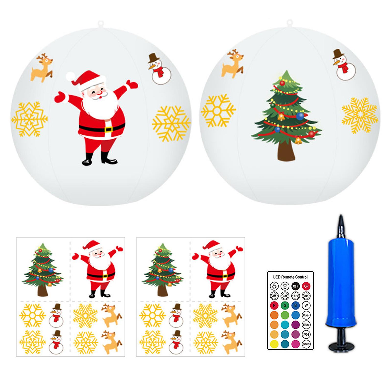 2pcs Solar Powered Leds Floatings Pool Lights With Santa Claus Design Sticker